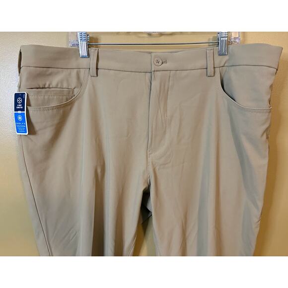 Izod Advantage Performance Tech Pants 40x30 NWT Khaki - Picture 3 of 9